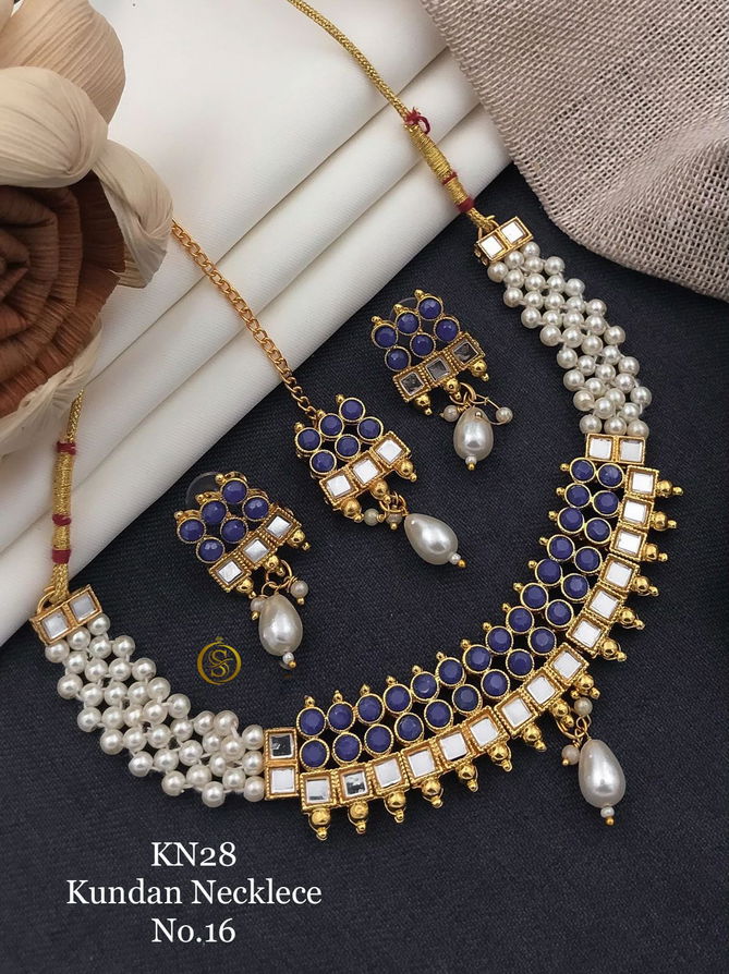 Kn 28 Kundan Crystal Moti Necklace Set Wholesale Price In Surat
